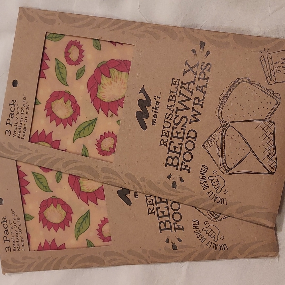 Reusable beeswax food wraps. 2 packages NWOT